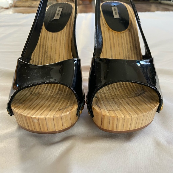Miu Miu Patent Leather Wood Heels - Picture 2 of 14